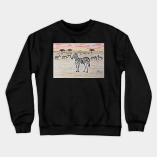 Zebras on the savannah at sunset Crewneck Sweatshirt